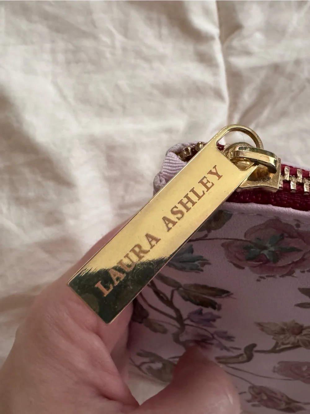 Laura Ashley Pink Floral Monogram M Zip Pouch NWOT